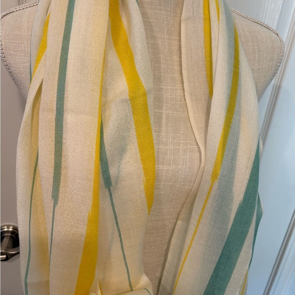 NWT Hermes Yellow and Green cashmere bamboo striped Scarf - Picture 3 of 9